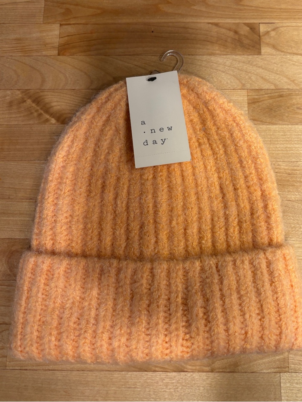 a new day Peachy Orange Ribbed Fold-Over Beanie
